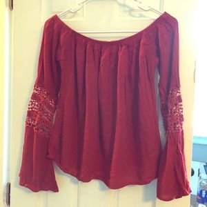 Red Off-Shoulder Blouse